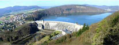 Panoramablick zur Sperrmauer und Edersee